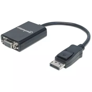 Manhattan DisplayPort į VGA HD15 keitiklio kabelis, 15 cm, kištukas į lizdą, aktyvus, DP su fiksatoriumi, juodas, garantija visam eksploatavimo laikui, atitinka DP2VGA2.