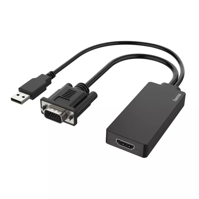 Hama 00200342 vaizdo kabelio adapteris 0,15 m USB Type-A + VGA (D-Sub) HDMI juodas