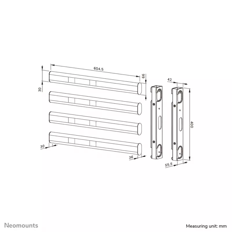 Neomounts AFL55-975BL VESA prailginimo rinkinys 86-115 colių - maks. 160 kg