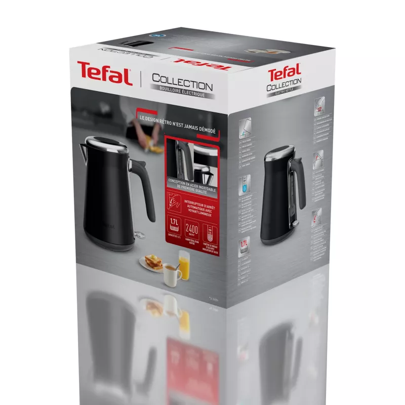 Elektrinis virdulys Tefal KI6668E0 — 1.7 l, 2400 W, nerūdijančio plieno korpusas, juodas