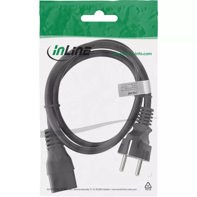 InLine maitinimo laidas 16A CEE 7/7 tiesus / IEC320/C19 5m