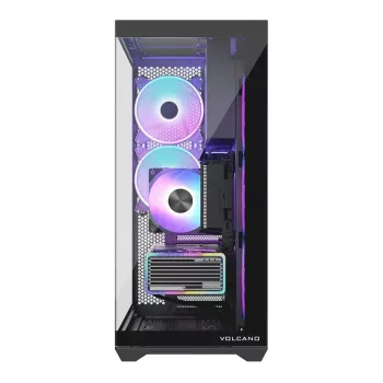 Full-tower PC korpusas MODECOM Volcano SPACE XL ARGB — Full Tower, E-ATX palaikymas, grūdintas stiklas, ARGB, iki 440 mm GPU