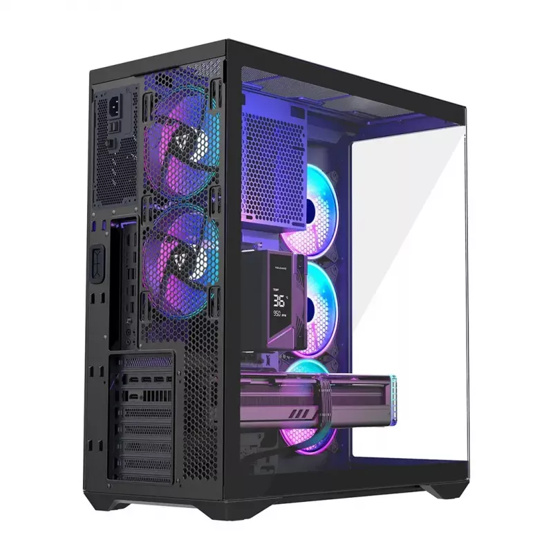 Full-tower PC korpusas MODECOM Volcano SPACE XL ARGB — Full Tower, E-ATX palaikymas, grūdintas stiklas, ARGB, iki 440 mm GPU