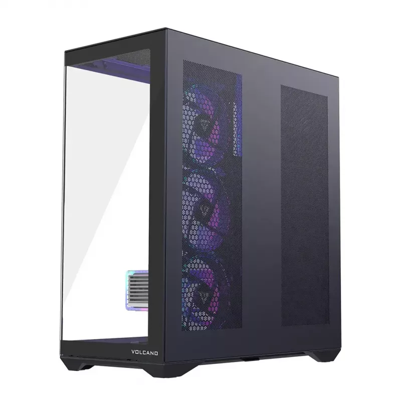 Full-tower PC korpusas MODECOM Volcano SPACE XL ARGB — Full Tower, E-ATX palaikymas, grūdintas stiklas, ARGB, iki 440 mm GPU