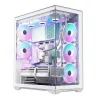 PC pilno bokšto korpusas MODECOM Volcano SPACE XL ARGB FULL TOWER 5F White — ATX, grūdintas stiklas, ARGB, USB-C
