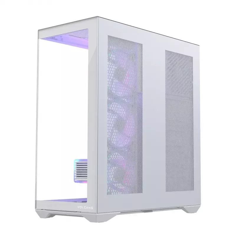 PC pilno bokšto korpusas MODECOM Volcano SPACE XL ARGB FULL TOWER 5F White — ATX, grūdintas stiklas, ARGB, USB-C