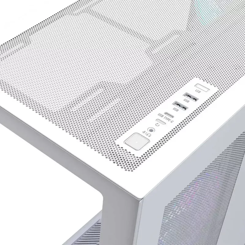PC pilno bokšto korpusas MODECOM Volcano SPACE XL ARGB FULL TOWER 5F White — ATX, grūdintas stiklas, ARGB, USB-C