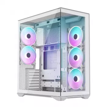 PC pilno bokšto korpusas MODECOM Volcano SPACE XL ARGB FULL TOWER 5F White — ATX, grūdintas stiklas, ARGB, USB-C