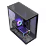 Full-Tower PC korpusas MODECOM Volcano SPACE XL NF — juodas, grūdintas stiklas, ARGB, palaiko micro-ATX, iki 44 cm GPU, 3×3,5 colio/4×2,5 colio nišos, USB-A 2×, USB-C 1×