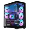 Full-Tower PC korpusas MODECOM Volcano SPACE XL NF — juodas, grūdintas stiklas, ARGB, palaiko micro-ATX, iki 44 cm GPU, 3×3,5 colio/4×2,5 colio nišos, USB-A 2×, USB-C 1×