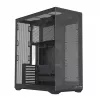 Full-Tower PC korpusas MODECOM Volcano SPACE XL NF — juodas, grūdintas stiklas, ARGB, palaiko micro-ATX, iki 44 cm GPU, 3×3,5 colio/4×2,5 colio nišos, USB-A 2×, USB-C 1×