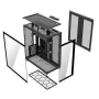 Full-Tower PC korpusas MODECOM Volcano SPACE XL NF — juodas, grūdintas stiklas, ARGB, palaiko micro-ATX, iki 44 cm GPU, 3×3,5 colio/4×2,5 colio nišos, USB-A 2×, USB-C 1×