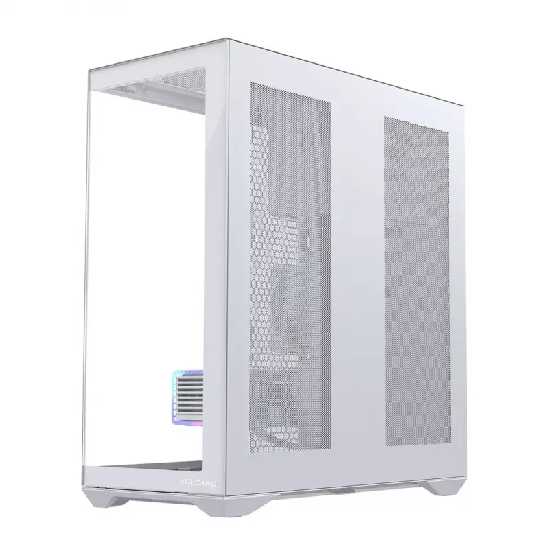 Full-tower korpusas MODECOM Volcano SPACE XL FULL TOWER NF White — ARGB, grūdintas stiklas, 8 išplėtimo lizdai, iki 440 mm GPU