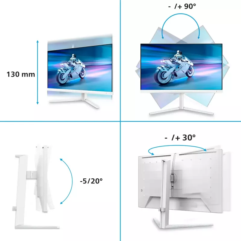 Philips Evnia 6000 27M2N6501L/00 kompiuterio monitorius 67,3 cm (26,5 colio) 2560 x 1440 pikselių Quad HD QD-OLED Baltas