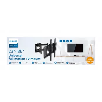 TV grindų stovas Philips SQM9640/00 58,4 cm–2,18 m (23 col.–86 col.), iki 55 kg, VESA 200x100–600x400, pakreipimas ±15°, pasukimas 180° – Juoda