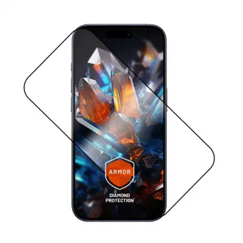 Ekrano apsauga FIXED, skirta Apple iPhone 17 Pro — grūdintas stiklas, juoda, Armor su apsauga nuo dulkių aplikatoriumi ir AR sluoksniu