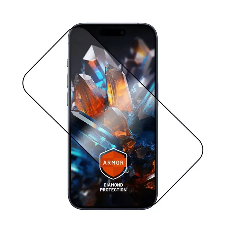 Ekrano apsauga FIXED, skirta Apple iPhone 17 Pro — grūdintas stiklas, juoda, Armor su apsauga nuo dulkių aplikatoriumi ir AR sluoksniu