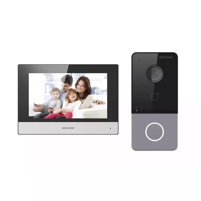 Vaizdo domofonas Hikvision DS-KIS603-P(B) 2 MP, 7 col. (17,8 cm) LCD, IP65, Wi‑Fi, Fast Ethernet