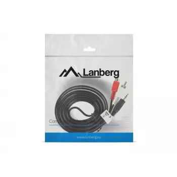 Garso kabelis Lanberg CA-MJRC-10CC-0020-BK 3.5mm RCA 2m Juoda Raudona Balta