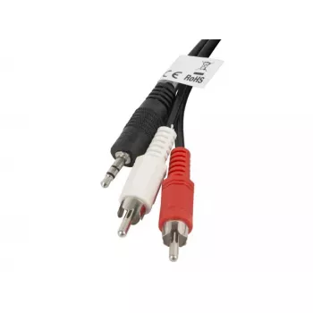 Garso kabelis Lanberg CA-MJRC-10CC-0020-BK 3.5mm RCA 2m Juoda Raudona Balta
