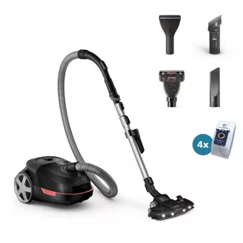 Cilindrinis dulkių siurblys Philips XD6142/12 — 900 W, 4 L dulkių maišelis, HEPA filtras, juodas