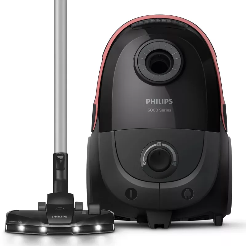 Cilindrinis dulkių siurblys Philips XD6142/12 — 900 W, 4 L dulkių maišelis, HEPA filtras, juodas