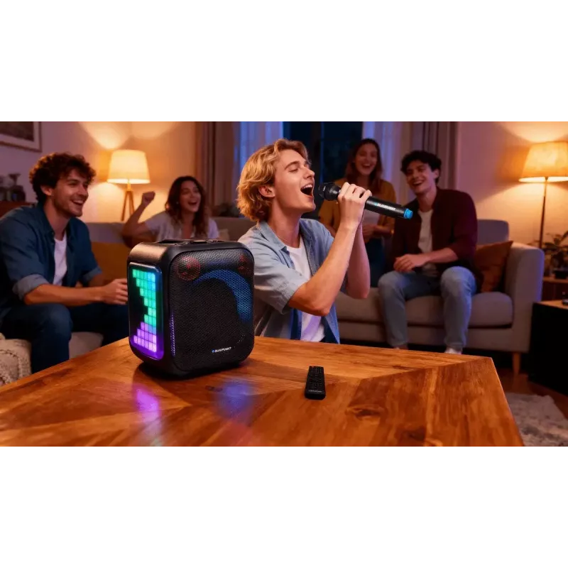 Vidaus/lauko garso sistema BLAUPUNKT PB6LED — 40 W RMS, Bluetooth, FM, MicroSD, LED ekranas, 4500 mAh baterija