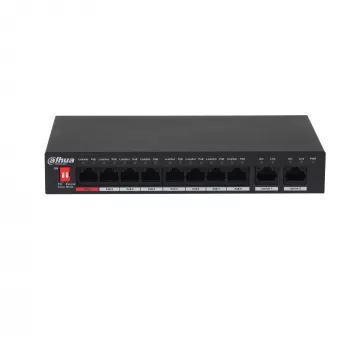 Dahua Technology PoE PFS3010-8ET-96-V2 tinklo komutatorius Nevaldomas Gigabit Ethernet (10/100/1000) maitinimas per Ethernet (PoE) Juoda