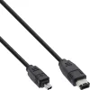 InLine FireWire 400 1394 kabelis 6 prie 4 kaiščių kištukas 1,8 m, juodas, 1,8 m, 6 kaiščių, 4 kaiščių, kištukas/kištukas, 175 mm