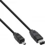 InLine FireWire 400 1394 kabelis 6 prie 4 kaiščių kištukas 1,8 m, juodas, 1,8 m, 6 kaiščių, 4 kaiščių, kištukas/kištukas, 175 mm