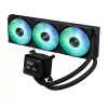 Viskas viename skysčio aušintuvas ASUS MAX GAMING LC 360 ARGB LCD — 360 mm radiatorius, 120 mm ventiliatoriai, palaiko AM4/AM5/LGA1700, juodas