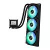 Viskas viename skysčio aušintuvas ASUS MAX GAMING LC 360 ARGB LCD — 360 mm radiatorius, 120 mm ventiliatoriai, palaiko AM4/AM5/LGA1700, juodas