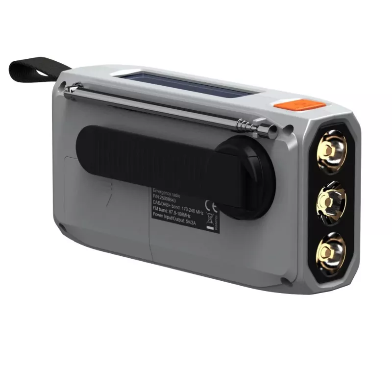 Nešiojamasis prisukamas radijas Marmitek RESQ 100 — DAB/DAB+/FM, 3 W, LCD, USB-C, 3,5 mm lizdas, šviesiai pilkas
