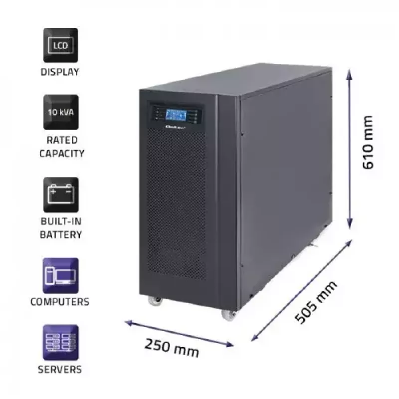 UPS Qoltec 53044 Dvigubo konvertavimo internetinis 10 kVA 8000 W