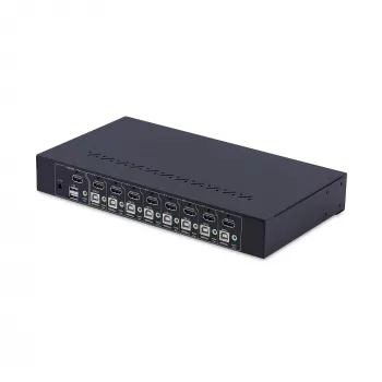 StarTech.com 8 prievadų HDMI KVM komutatorius su 1U stovo montavimo rinkiniu, 4K 60Hz HDMI 2.0, mygtukų ir sparčiųjų klavišų perjungimas, 4 prievadų USB šakotuvas, nepriklausomas nuo OS, atitinka TAA