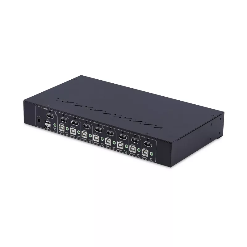 StarTech.com 8 prievadų HDMI KVM komutatorius su 1U stovo montavimo rinkiniu, 4K 60Hz HDMI 2.0, mygtukų ir sparčiųjų klavišų perjungimas, 4 prievadų USB šakotuvas, nepriklausomas nuo OS, atitinka TAA