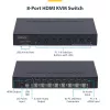 StarTech.com 8 prievadų HDMI KVM komutatorius su 1U stovo montavimo rinkiniu, 4K 60Hz HDMI 2.0, mygtukų ir sparčiųjų klavišų perjungimas, 4 prievadų USB šakotuvas, nepriklausomas nuo OS, atitinka TAA