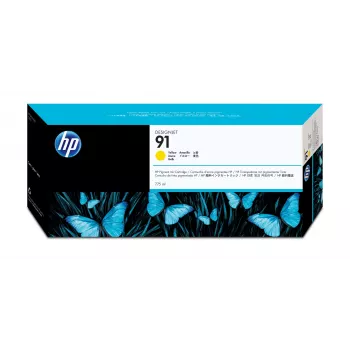 HP 91 775 ml pigmentinis geltonas rašalo kasetė, HP DesignJet Z6100 spausdintuvų serijai, terminis rašalinis spausdinimas, Geltona, 324 mm, 120 mm, 64 mm