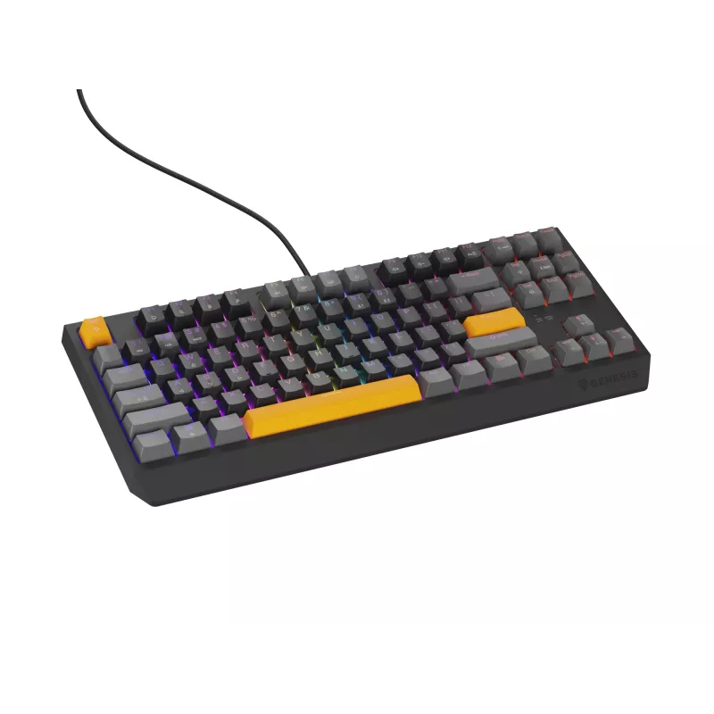 GENESIS Thor 230 TKL klaviatūra, skirta žaidimams, USB + RF belaidis ryšys + Bluetooth QWERTY, juoda, pilka, oranžinė