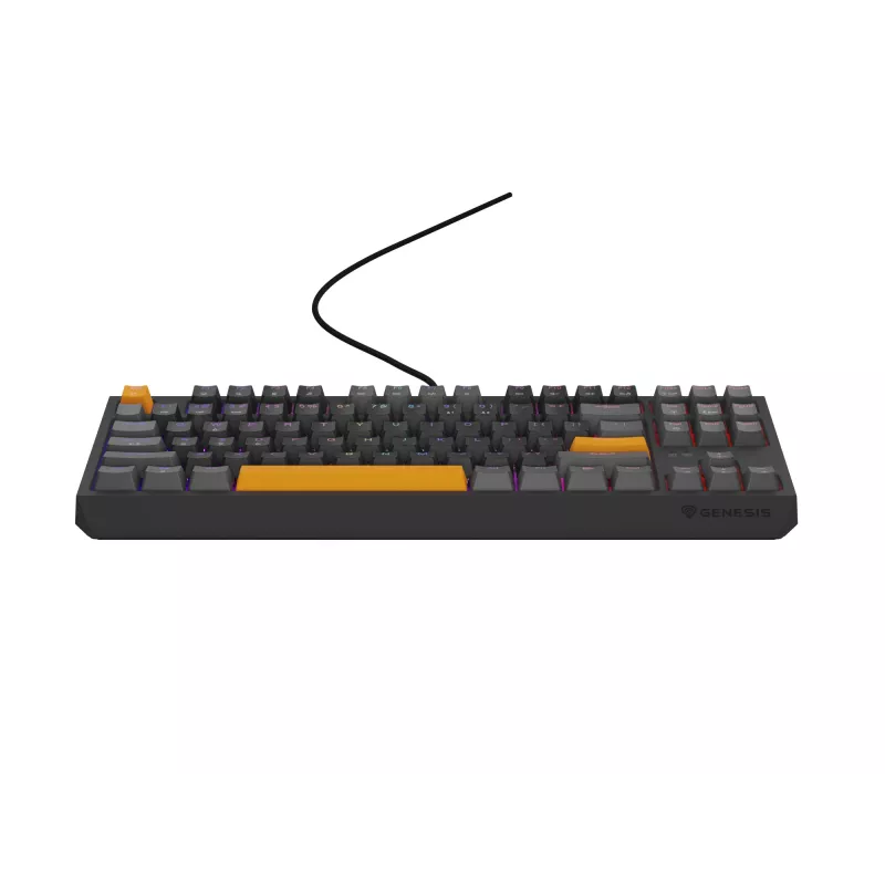 GENESIS Thor 230 TKL klaviatūra, skirta žaidimams, USB + RF belaidis ryšys + Bluetooth QWERTY, juoda, pilka, oranžinė
