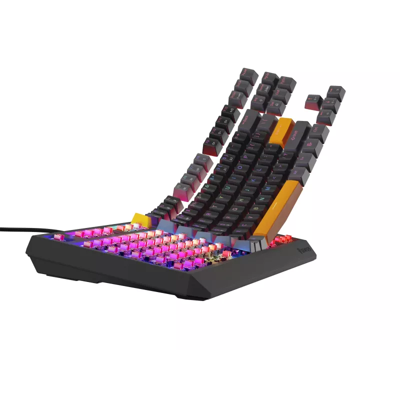 GENESIS Thor 230 TKL klaviatūra, skirta žaidimams, USB + RF belaidis ryšys + Bluetooth QWERTY, juoda, pilka, oranžinė