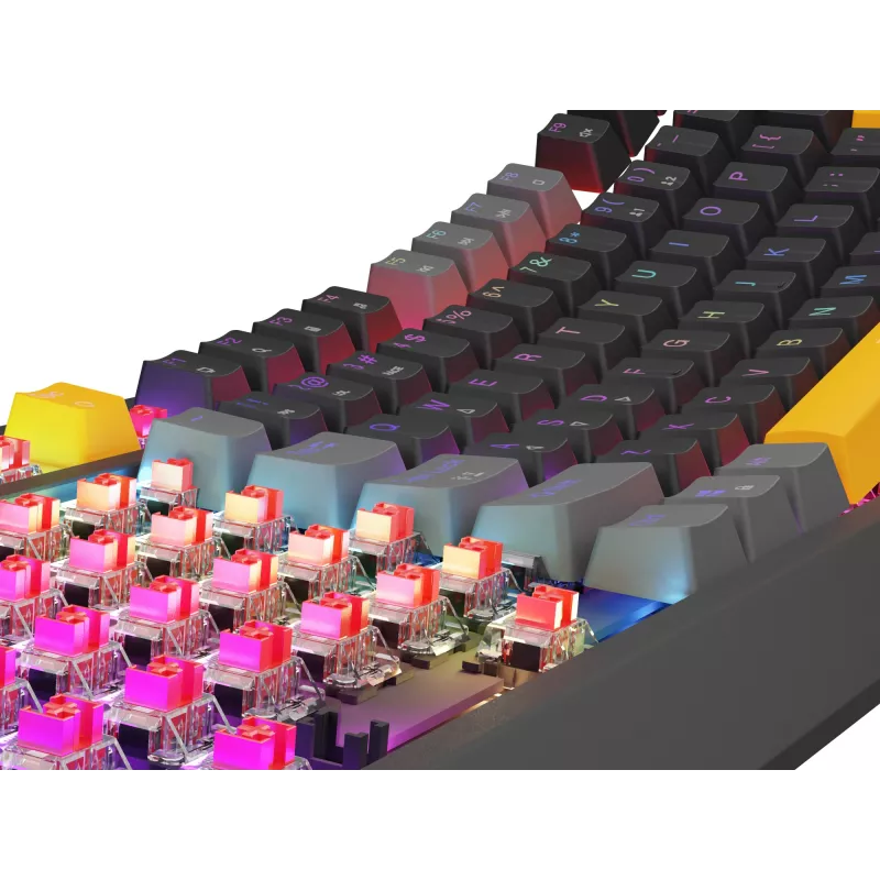 GENESIS Thor 230 TKL klaviatūra, skirta žaidimams, USB + RF belaidis ryšys + Bluetooth QWERTY, juoda, pilka, oranžinė