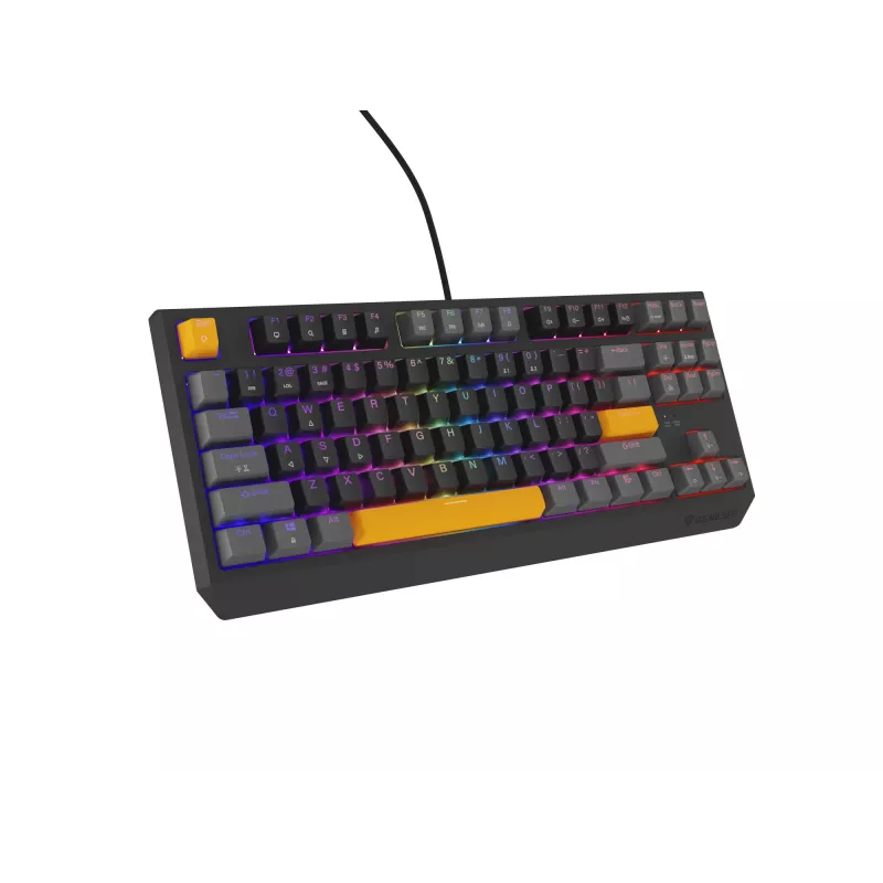 GENESIS Thor 230 TKL klaviatūra, skirta žaidimams, USB + RF belaidis ryšys + Bluetooth QWERTY, juoda, pilka, oranžinė