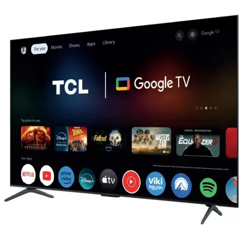 TV TCL 55C61K 55 col. (139,7 cm) 4K Ultra HD QD-Mini LED išmanusis televizorius su Google TV, Wi-Fi, PPI 4100, metalinis