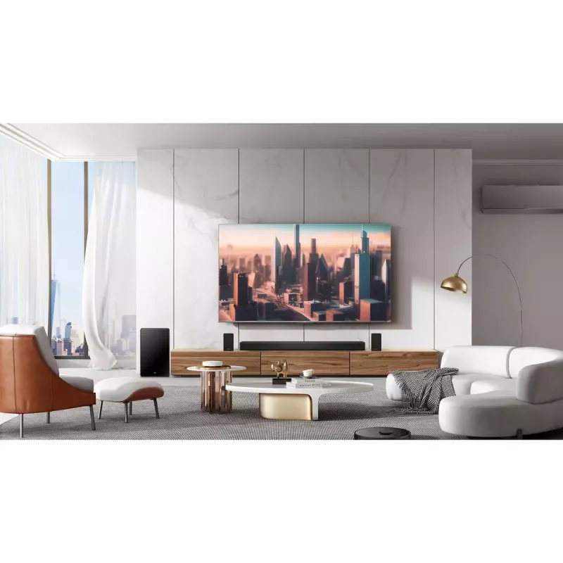 TCL Q Q85H Class 7.1.4 kanalų garso juosta su Dolby Atmos, belaidžiu žemųjų dažnių garsiakalbiu ir belaidžiais erdvinio garso garsiakalbiais