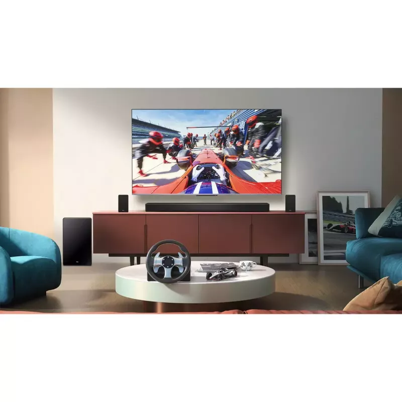 TCL Q Q85H Class 7.1.4 kanalų garso juosta su Dolby Atmos, belaidžiu žemųjų dažnių garsiakalbiu ir belaidžiais erdvinio garso garsiakalbiais