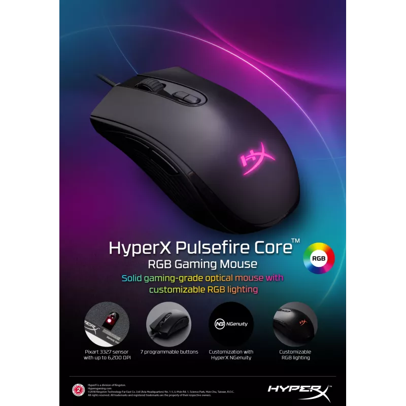 HyperX Pulsefire Core - žaidimų pelė (juoda)