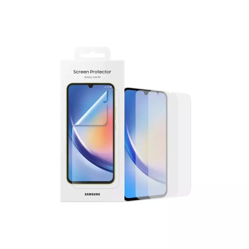 Ekrano apsauga Samsung EF-UA346 skaidri Galaxy A34 5G, permatoma, 2 vnt., tinka 6,6 colio ekranui