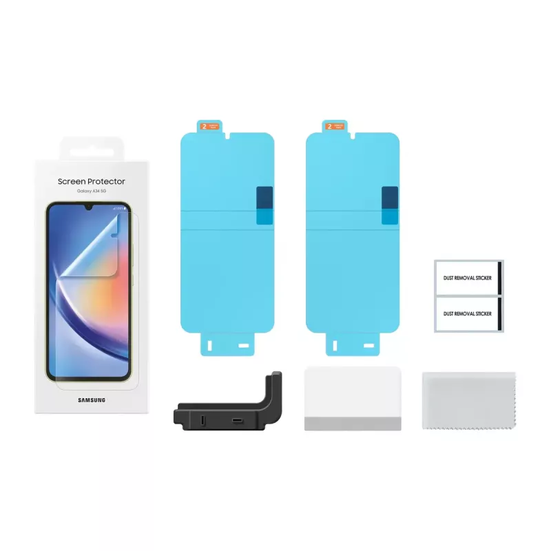 Ekrano apsauga Samsung EF-UA346 skaidri Galaxy A34 5G, permatoma, 2 vnt., tinka 6,6 colio ekranui