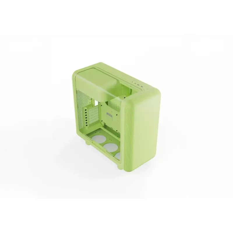 Mid Tower korpusas HYTE X50 Matcha Milk — ATX/mATX/Mini-ITX palaikymas, grūdintas stiklas, priekinis I/O